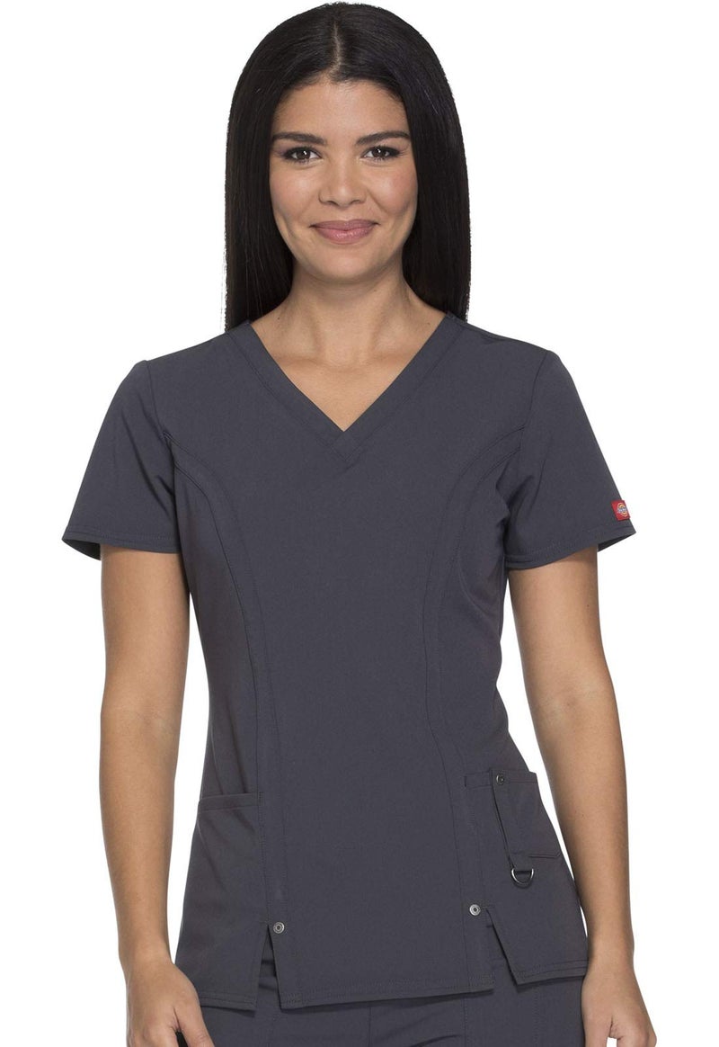 Dickies Women's V-Neck Top, Pewter, Small - Image 4