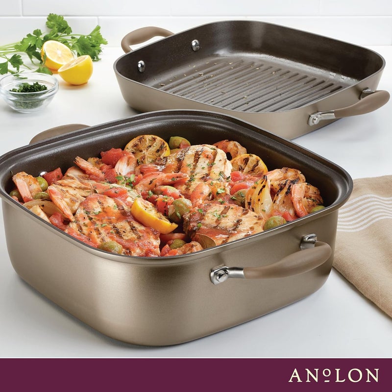 Anolon Advanced Hard Anodized Nonstick Grill Pan  Griddle and Roaster  11 Inch Brown - Image 3