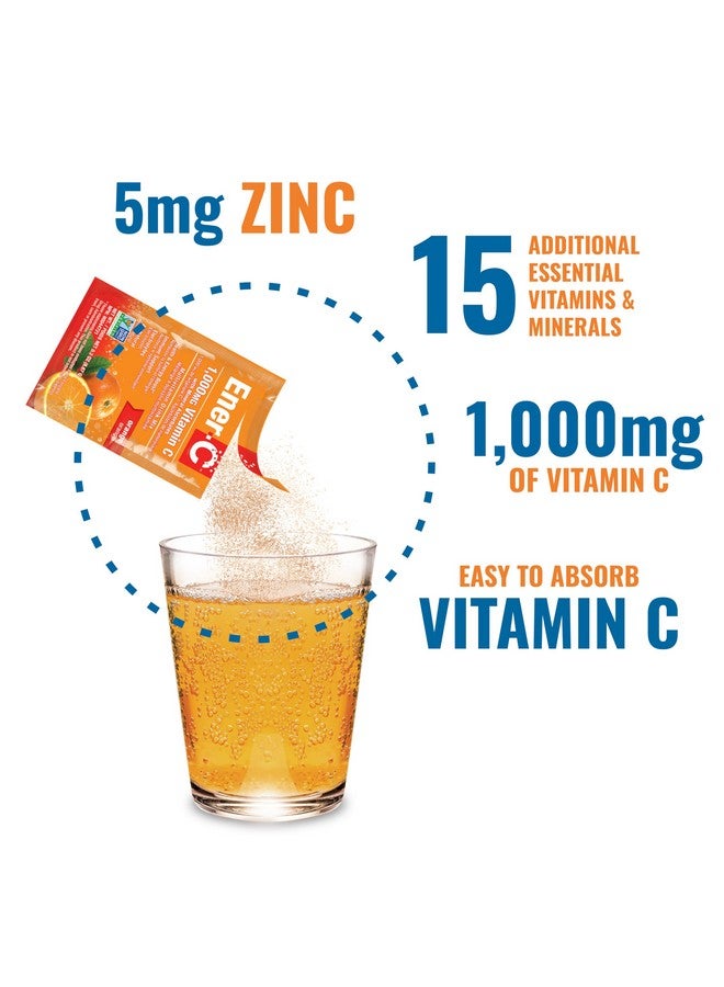 Ener-C مسحوق مشروب متعدد الفيتامينات بنكهة البرتقال من إينر-سي - فيتامين سي 1000 ملغ والإلكتروليتات مع عصير فواكه حقيقي - طاقة طبيعية ودعم المناعة للنساء والرجال - خالي من الكائنات المعدلة وراثيًا ونباتي وخالي من الغلوتين - 30 حبة - Image 4