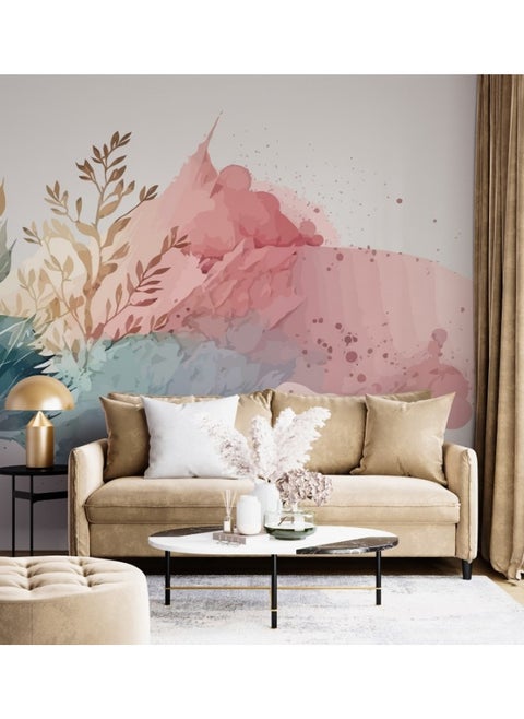 Beautiful Flowers And Leaves Fabric Wallpaper Covers An Area ​​Up To 4.2Mx3M With Adhesive  And Smoothing Tool