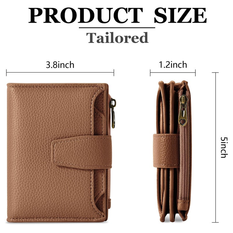 Airkit Small Wallet Women RFID Blocking Soft Leather Bifold Compact Card Holder Wallet for Women with Zipper Coin Pocket 4 ID Window - Image 3