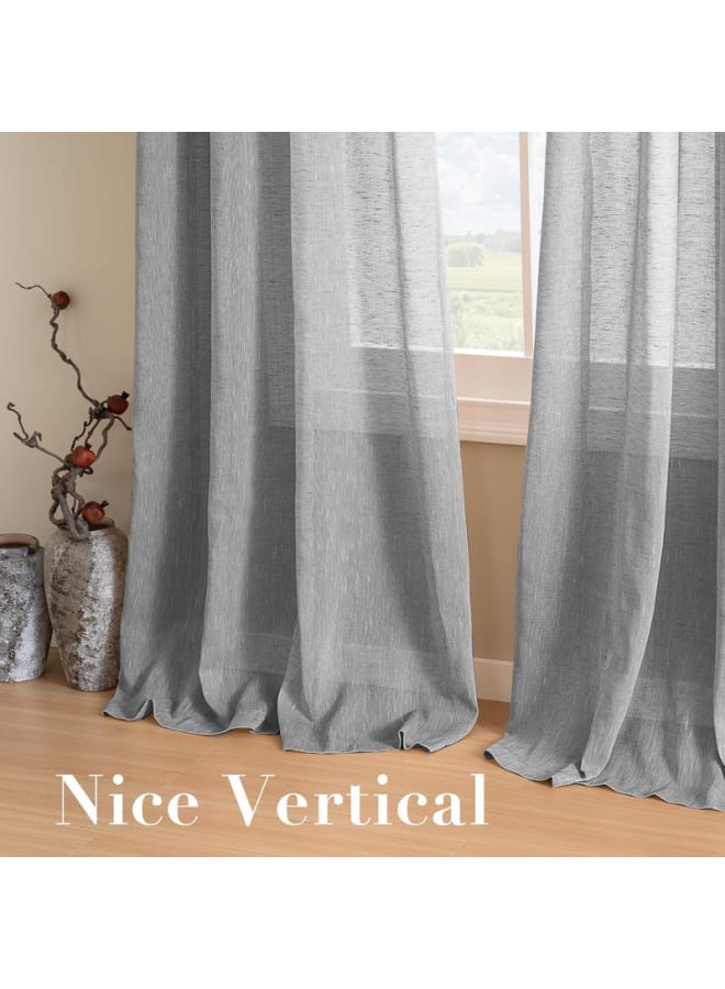  انتكس بيت الستائر ستائر كتان شفافة شبه شفافة - مظهر أنيق لغرف المعيشة وديكور المنزل - قماش خفيف الوزن مع حلقة فولاذية - قطعة واحدة - Image 5