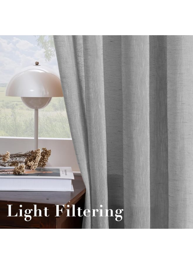  انتكس بيت الستائر ستائر كتان شفافة شبه شفافة - مظهر أنيق لغرف المعيشة وديكور المنزل - قماش خفيف الوزن مع حلقة فولاذية - قطعة واحدة - Image 2