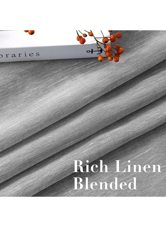 ستائر كتان شفافة شبه شفافة - مظهر أنيق لغرف المعيشة وديكور المنزل - قماش خفيف الوزن مع حلقة فولاذية - قطعة واحدة