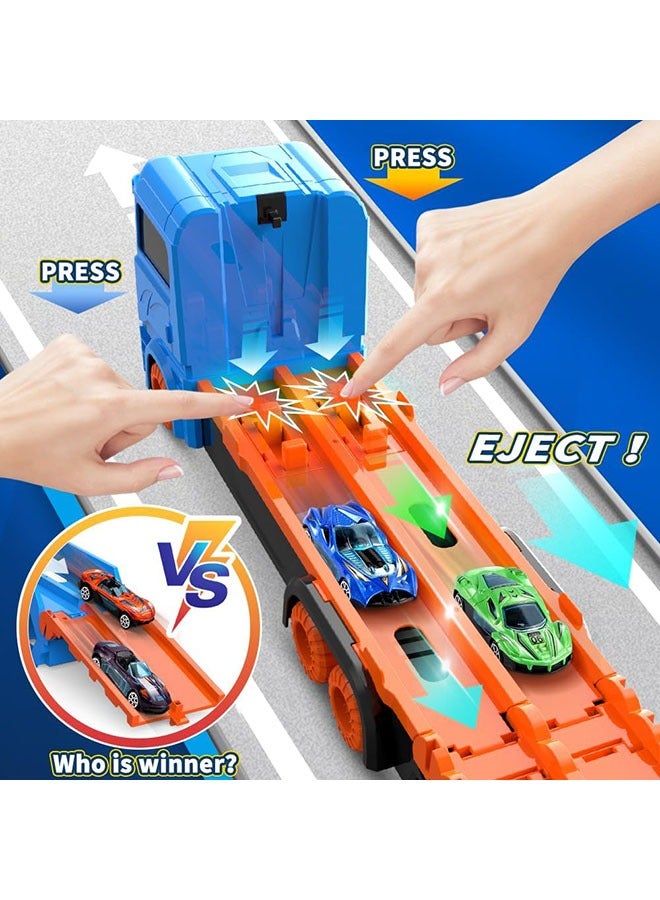 YelaJoy Toddler Transport Truck Toy for 3+ Years Old Boys, 64-Inch Foldable Car Race Track for Boys Kids, 7 in 1 Die-Cast Car Carrier Truck Toy for Boys and Girls Gift - Image 4