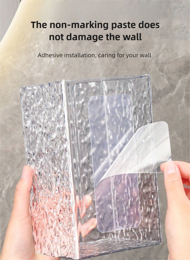 FLYROAD Acrylic Tissue Box Cover, Wall Mount Paper Holder Box for Bathroom Wipe Dispenser, Clear Toilet Paper Organizer for Kitchen Living Room Restaurant and Hotel  - Image 5
