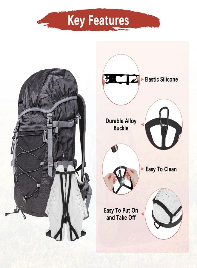 TIXIPEM Shoe Holster for Backpack [1SET] - Elastic Silicone Footwear Holder with Clip Use for Travel & Outdoors & Sports - [Black-M] Hang Extra Shoes Cleats Boots - Image 5