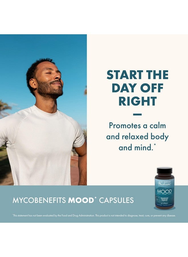 Host Defense MycoBenefits Mood* Capsules - Healthy Mind Support with Lion's Mane, L-Theanine & Ashwagandha - Relaxing & Calming Supplement - 60 Capsules (30 Servings)* - Image 5