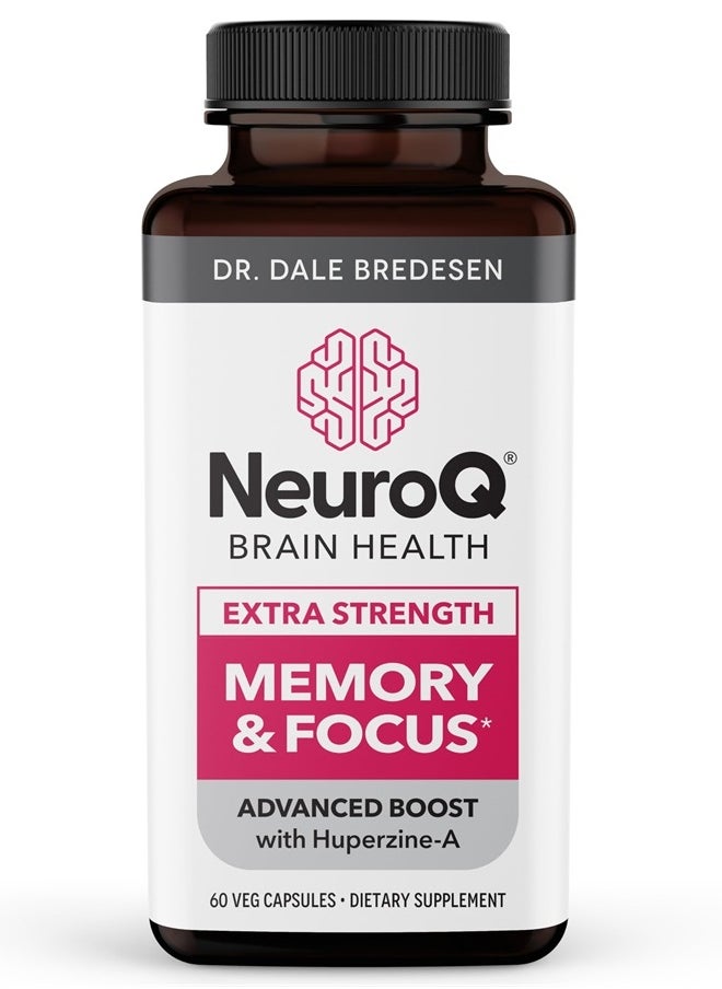 NeuroQ Memory & Focus Extra Strength - Boosts Cognitive Performance & Brain Function - Supports Neuroprotection & Concentration - Huperzine A, Gotu Kola, Ginkgo, Coffee Fruit & Propolis - 60 Capsules