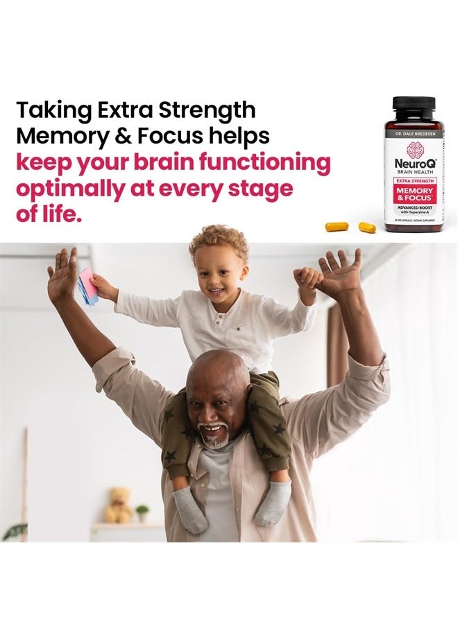 NeuroQ Memory & Focus Extra Strength - Boosts Cognitive Performance & Brain Function - Supports Neuroprotection & Concentration - Huperzine A, Gotu Kola, Ginkgo, Coffee Fruit & Propolis - 60 Capsules