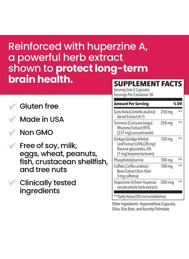 NeuroQ Memory & Focus Extra Strength - Boosts Cognitive Performance & Brain Function - Supports Neuroprotection & Concentration - Huperzine A, Gotu Kola, Ginkgo, Coffee Fruit & Propolis - 60 Capsules