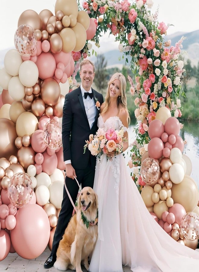 LANGASQUE Dusty Pink Balloon Arch Kit, 143Pcs Boho Blush Pink Sand White Nude Rose Gold Balloons Garland Arch Kit Confetti Balloons for Boho Birthday Bridal Shower Wedding Baby Shower Decorations - Image 2