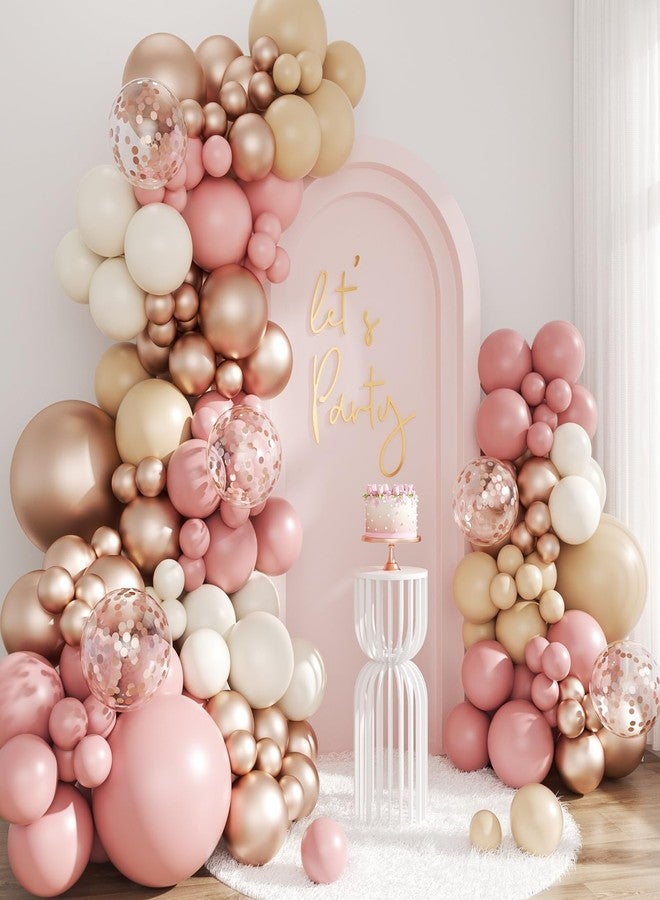LANGASQUE Dusty Pink Balloon Arch Kit, 143Pcs Boho Blush Pink Sand White Nude Rose Gold Balloons Garland Arch Kit Confetti Balloons for Boho Birthday Bridal Shower Wedding Baby Shower Decorations - Image 1