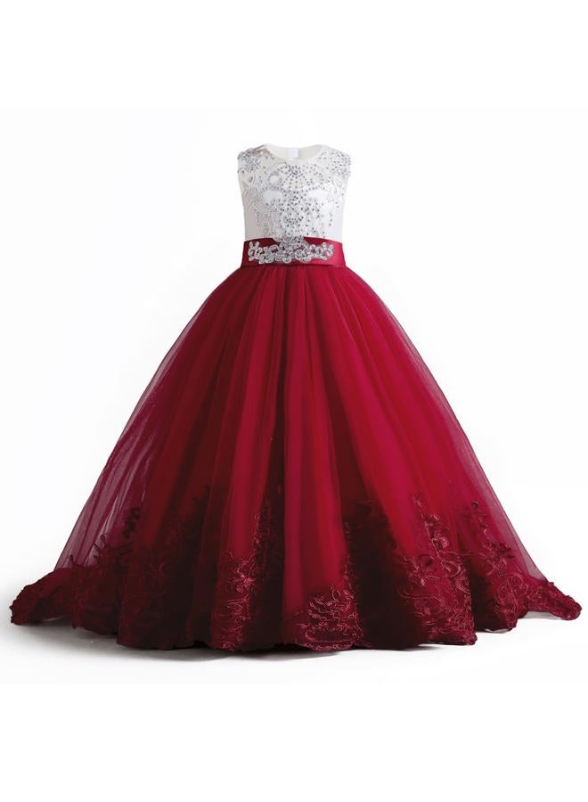 NNJXD Girls Princess Pageant Dress Kids Prom Ball Gowns Wedding Party Flower Dresses (10-11 Years, Red 4), Red 4, 10-11 Years - Image 2