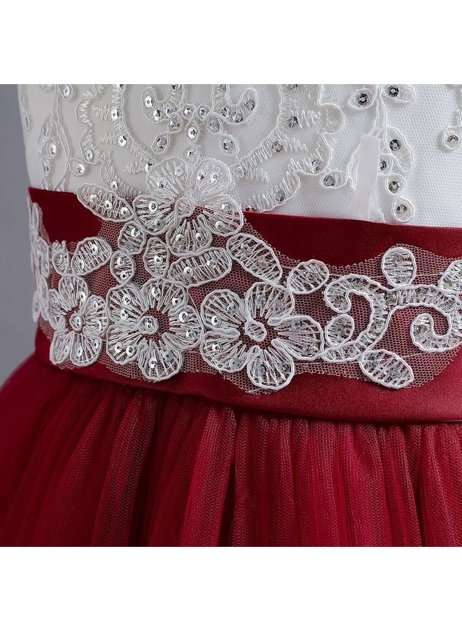 NNJXD Girls Princess Pageant Dress Kids Prom Ball Gowns Wedding Party Flower Dresses (10-11 Years, Red 4), Red 4, 10-11 Years - Image 5