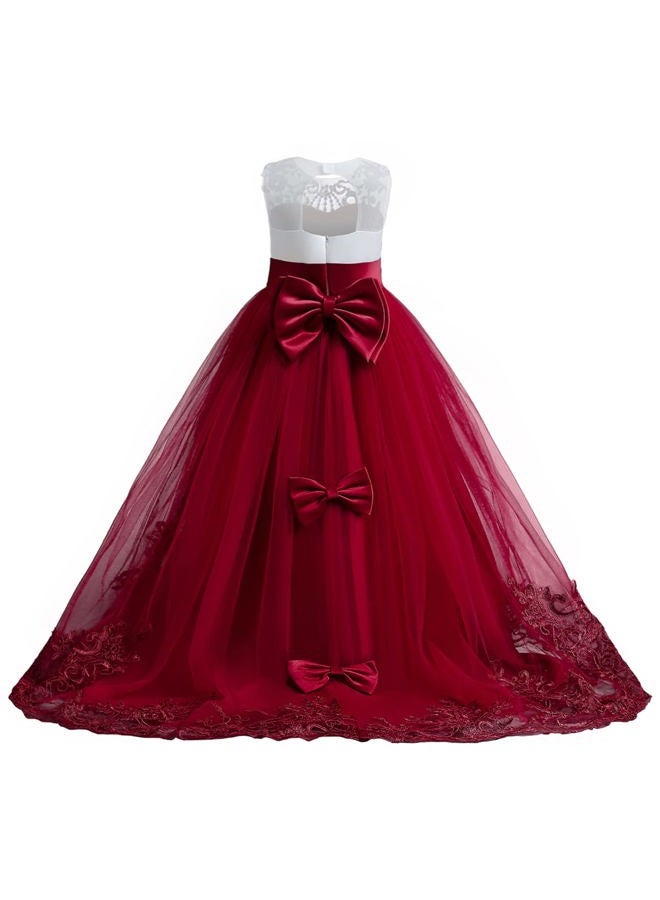 NNJXD Girls Princess Pageant Dress Kids Prom Ball Gowns Wedding Party Flower Dresses (10-11 Years, Red 4), Red 4, 10-11 Years - Image 3