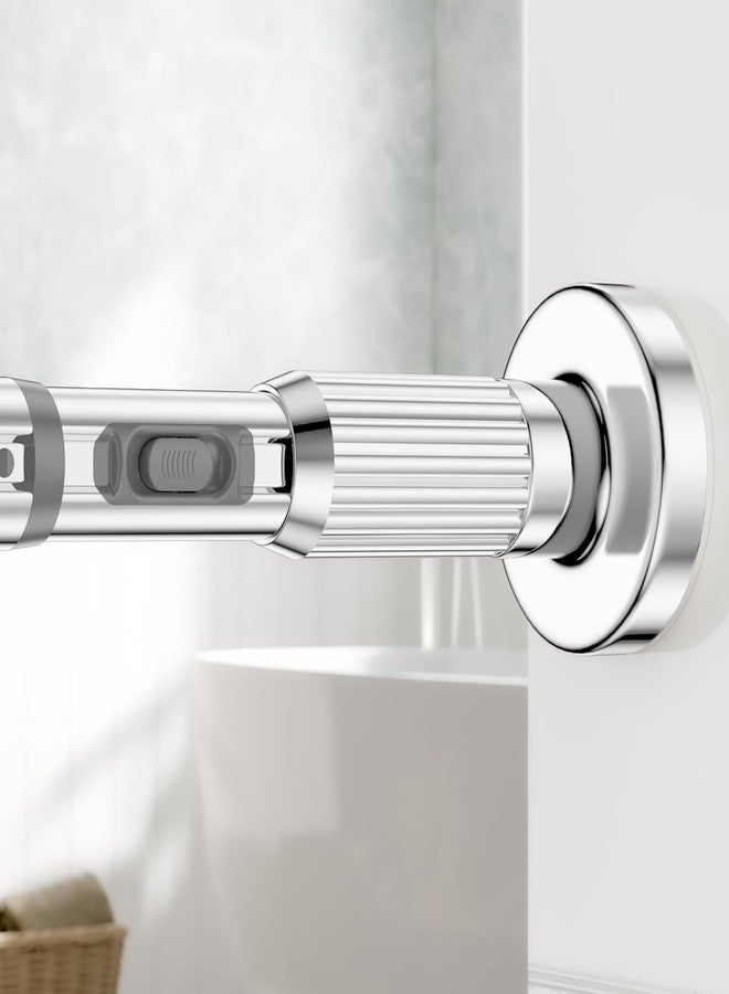 MEXAU Silver Shower Curtain Rod 41-126In(4-10Ft),Curtain Rods No Drilling,Heavy Duty Large Outdoor Tension Curtain Rod for Windows or Patio,1.26In Diameter Shower Rod - Image 1
