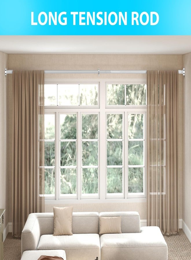 MEXAU Silver Shower Curtain Rod 41-126In(4-10Ft),Curtain Rods No Drilling,Heavy Duty Large Outdoor Tension Curtain Rod for Windows or Patio,1.26In Diameter Shower Rod - Image 5