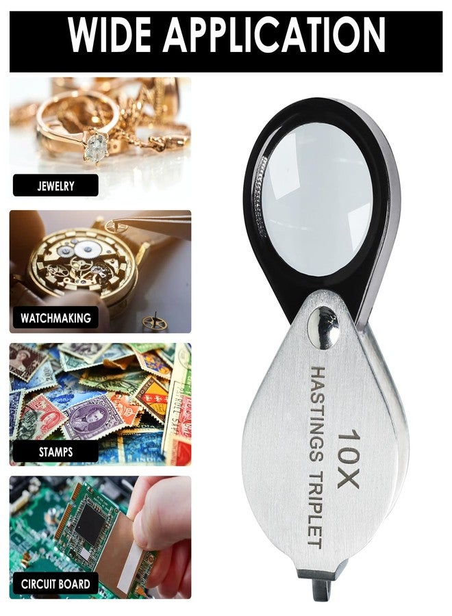 DANOPLUS 10X Jewelers Loupe Magnifier Jewelry Magnifying Glass 16mm Foldable Pocket Magnifying Glass Jewelry Loupe for Gems, Jewelry, Coins, Stamp - Image 2