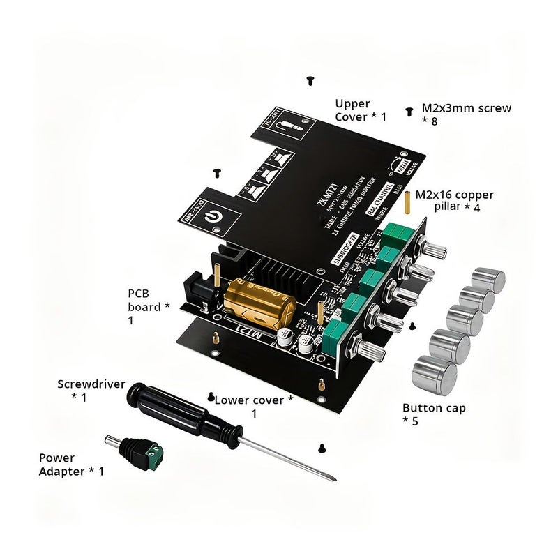 ZK-MT21 لوحة مضخم رقمي لاسلكي 2.1 قناة جودة صوت HiFi موديول مضخم صوت سفلي - Image 3