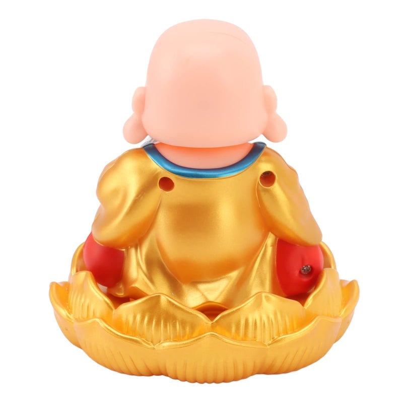 Golden Clothing Solar Buddha Statue Car Ornament Wealth Fortune Shaking Head Toy - Image 4