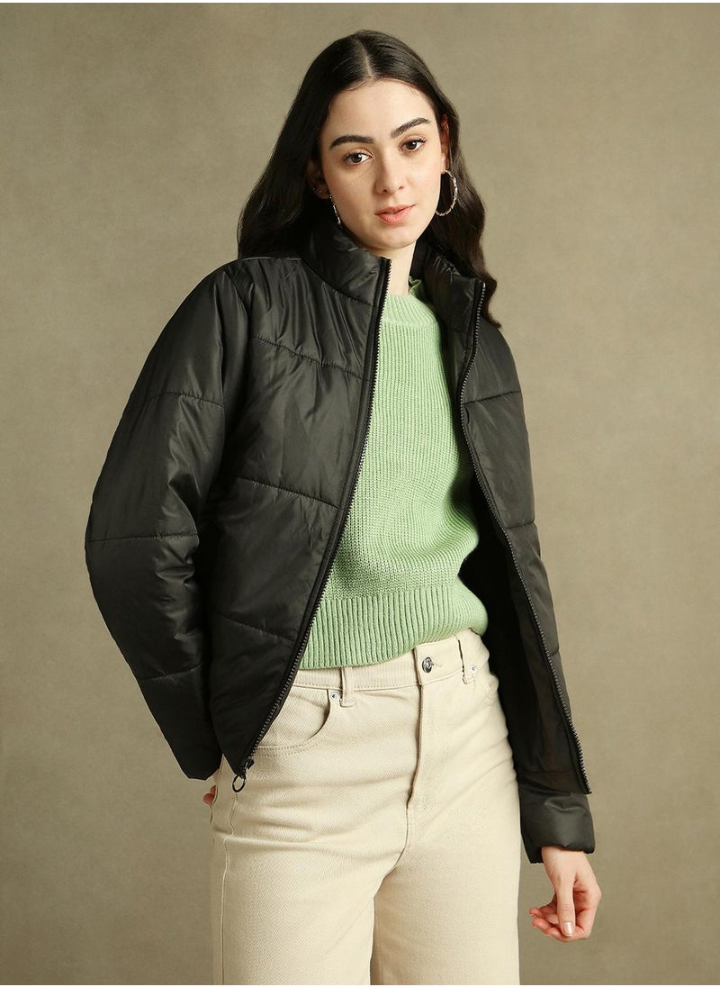 Dennis Lingo Women's Black 100% Polyester Solid Regular Fit Jacket  - Image 1