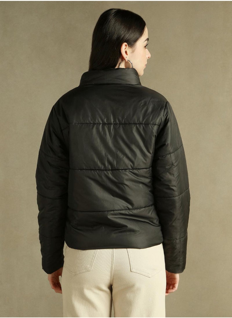 Dennis Lingo Women's Black 100% Polyester Solid Regular Fit Jacket  - Image 3