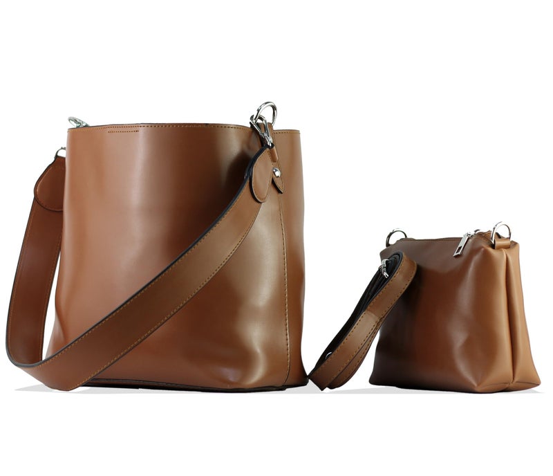 Women’s 2-in-1 Hobo Shoulder Bag Set, Premium Handbag with Studded Details, Magnetic Snap Closure, Mini Crossbody Pouch with Zipper & Adjustable Adjustable Strap