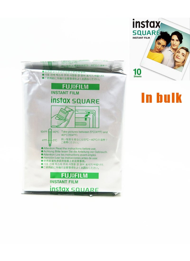 10 Sheets, Instax Square Photo Paper, White （in bulk）