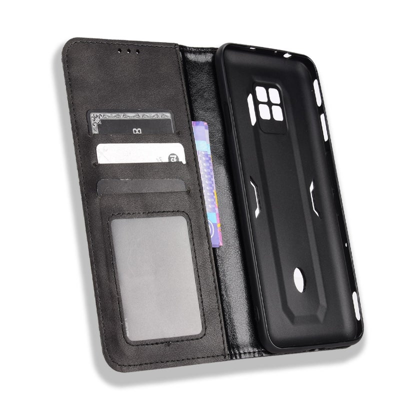 HuHa Case Cover For ZTE nubia Red Magic 7 Pro Magnetic Buckle Retro Texture Leather Phone Case(Black) - Image 4