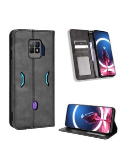 HuHa Case Cover For ZTE nubia Red Magic 7 Pro Magnetic Buckle Retro Texture Leather Phone Case(Black) 