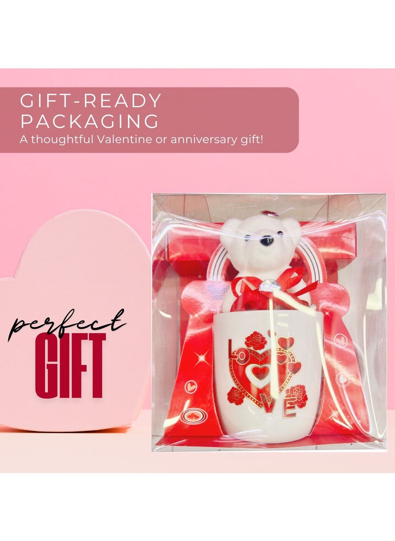 Home Smart Home Smart Ceramic Tea Mug with Teddy Bear Toy for Girls Gift Perfect Gift for Friend Couple Mother and Wife at Birthday Valentine and Anniversary Gift  - Image 4