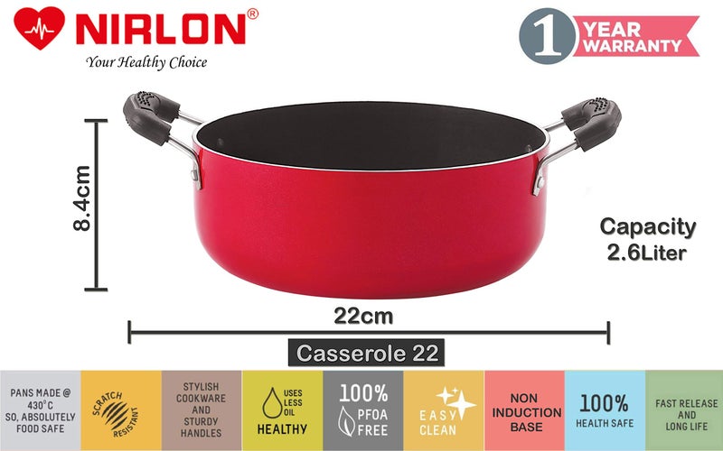 Nirlon Non Stick PFOA Free Scratch Resistant Coating Cookware Set of10 Pieces (2.6mm_DKD(J)_CS22_AC_AP7_AP12_UP7_FP12_3spoon) - Image 3