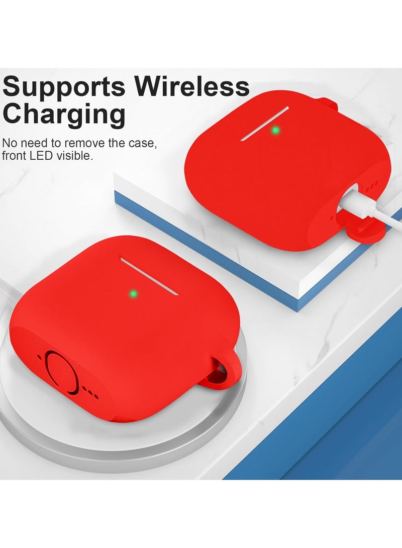 ACLIX Silicone Case For AirPods 4, Anti-Shock, Anti-Drop, Anti-Dust, Visible LED Light, Protective Cover, For AirPods 4th Generation (Red) - Image 2