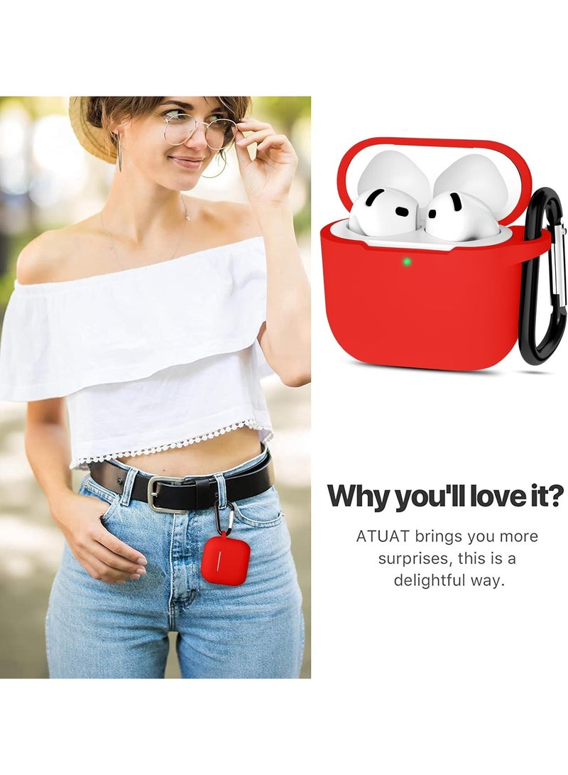 ACLIX Silicone Case For AirPods 4, Anti-Shock, Anti-Drop, Anti-Dust, Visible LED Light, Protective Cover, For AirPods 4th Generation (Red) - Image 3