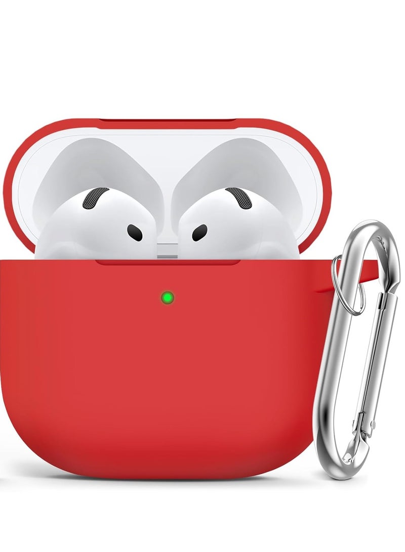 ACLIX Silicone Case For AirPods 4, Anti-Shock, Anti-Drop, Anti-Dust, Visible LED Light, Protective Cover, For AirPods 4th Generation (Red) - Image 1