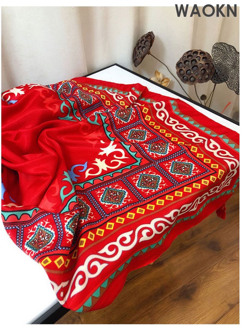 WAOKN Lady's Scarf Silk Scarf Long Silk Scarf Women's Red Square Scarf Decorative Sun Protection Scarf Function Silk Thin Scarf Beach Sun Shawl, Lightweight Scarf Four Seasons Fashion Scarf - Image 4