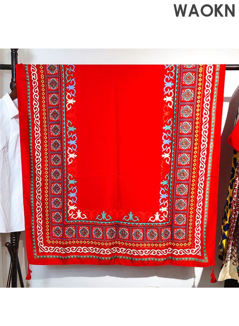 WAOKN Lady's Scarf Silk Scarf Long Silk Scarf Women's Red Square Scarf Decorative Sun Protection Scarf Function Silk Thin Scarf Beach Sun Shawl, Lightweight Scarf Four Seasons Fashion Scarf - Image 5