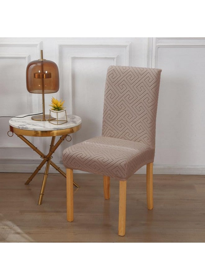 ستايليز غطاء كرسي مطاطي قابل للإزالة والغسل من Styleys، غطاء واقي لكرسي الطعام من قماش الجاكار (عبوة من 4 قطع، لون بني، JCMC20) - Image 2