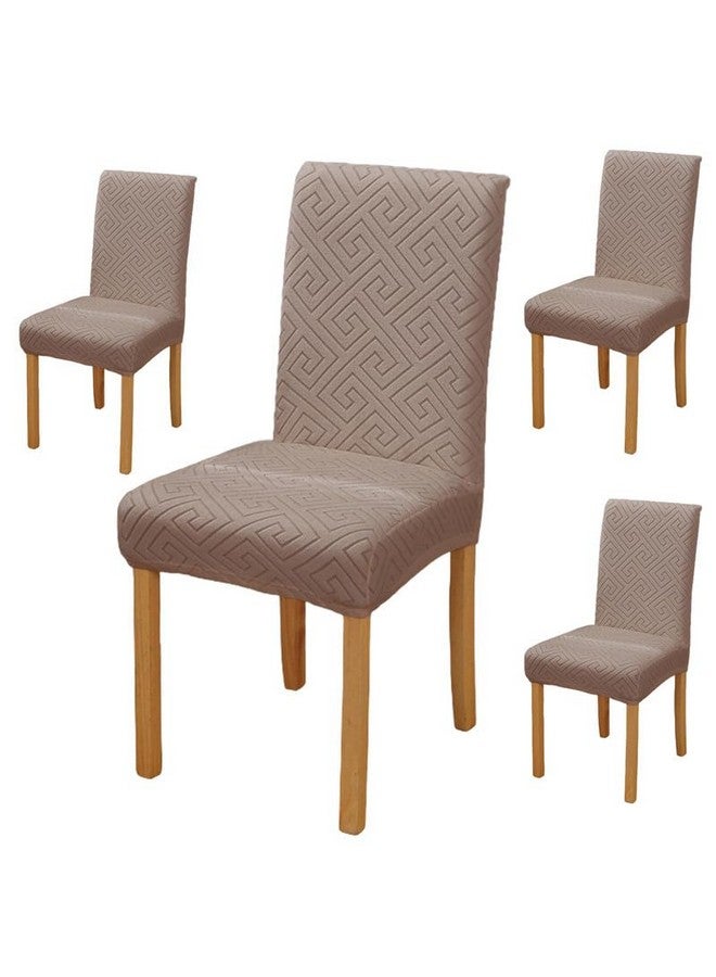 ستايليز غطاء كرسي مطاطي قابل للإزالة والغسل من Styleys، غطاء واقي لكرسي الطعام من قماش الجاكار (عبوة من 4 قطع، لون بني، JCMC20) - Image 1