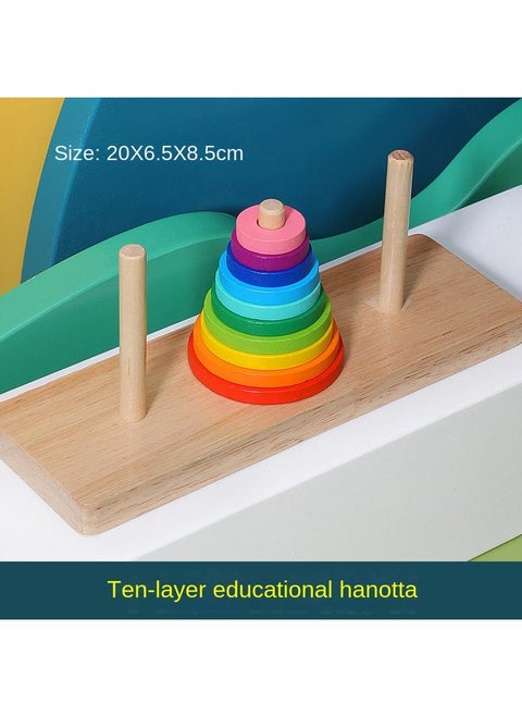 Children's Educational Rainbow Ring Matching Building Blocks Color Cognitive Wooden Toys