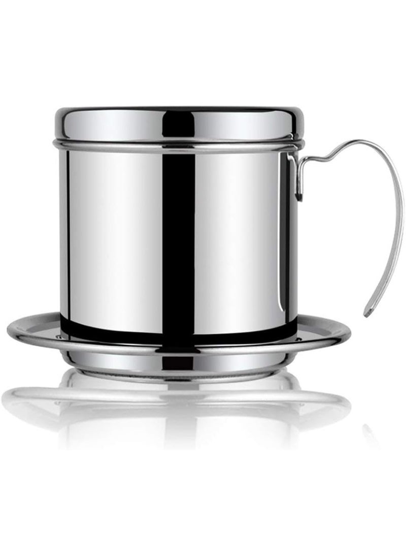 1Set Portable Stainless Steel Vietnamese Vietnam Drip Coffee Drippe Filter Coffee Filter Maker Brewer Cup Mug Kitchen Office (Silvery) - Image 2