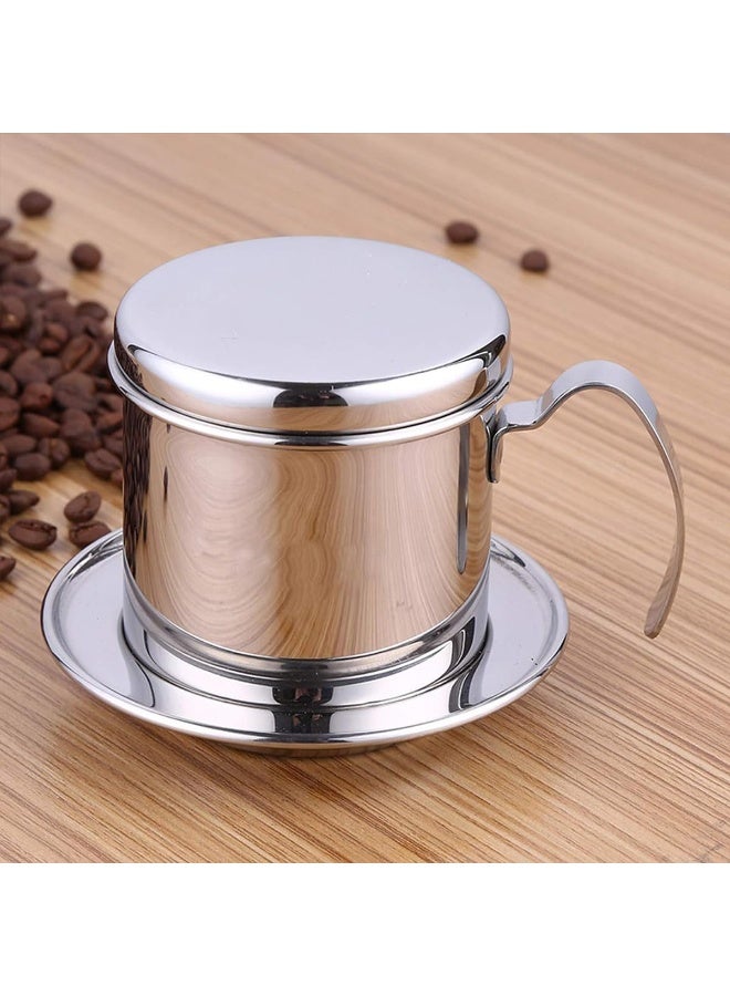 1Set Portable Stainless Steel Vietnamese Vietnam Drip Coffee Drippe Filter Coffee Filter Maker Brewer Cup Mug Kitchen Office (Silvery) - Image 4