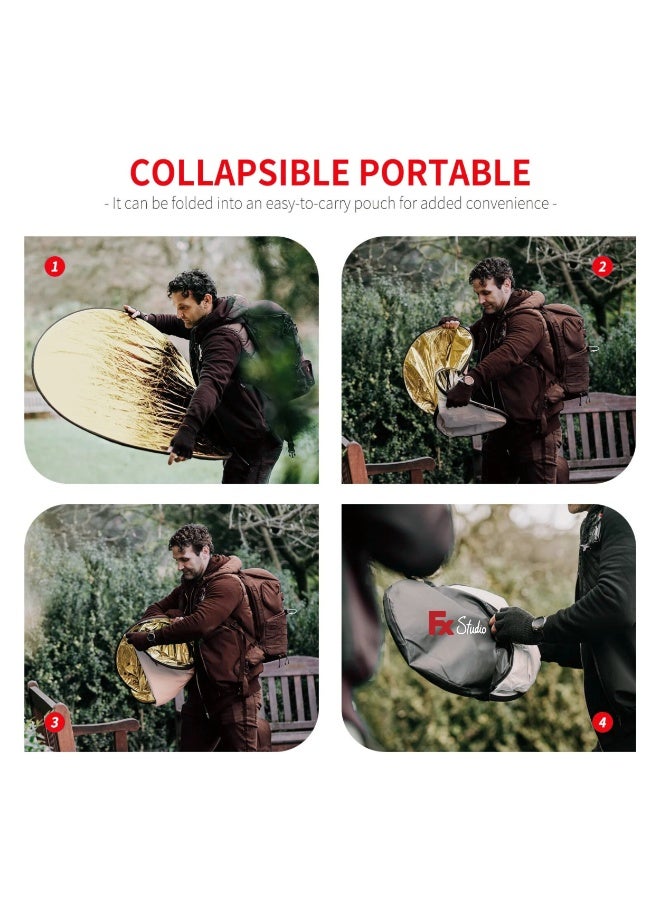 اف اكس ستوديو 5-in-1 Round Portable Photography Reflector - 80cm - Image 4