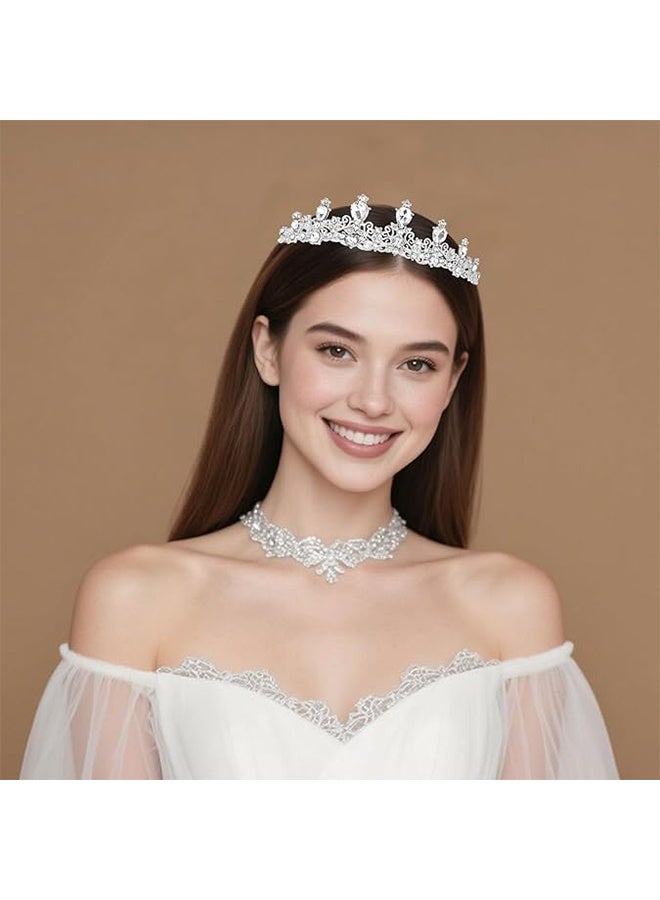 HY Tiara And Crown For Women Girls Sliver Princess Crowns Rhinestone Fairy Metal Headband Crystal Tiaras For Wedding Bridal Birthday Party Costume Prom Hair Accessories - Image 3