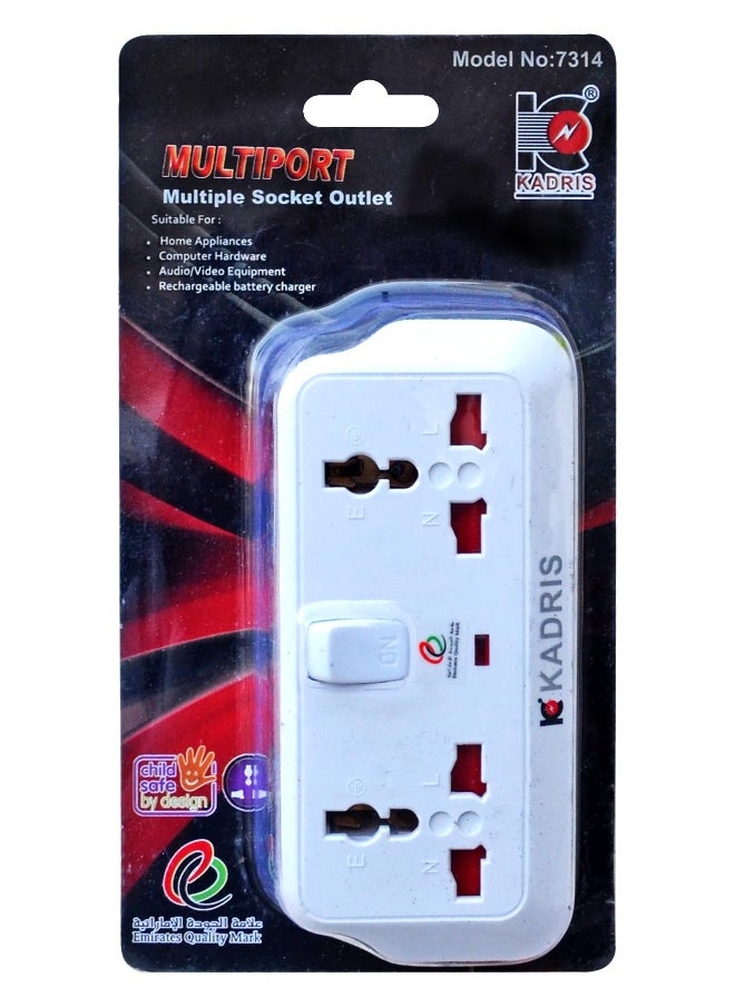 KADRIS Multi Plug Extension Socket, 2 Way Electrical Outlet Extender, Wall Charger, Universal Plug Adapter, Charging Station for Home, Office, Kitchen, With Switch  - Image 2