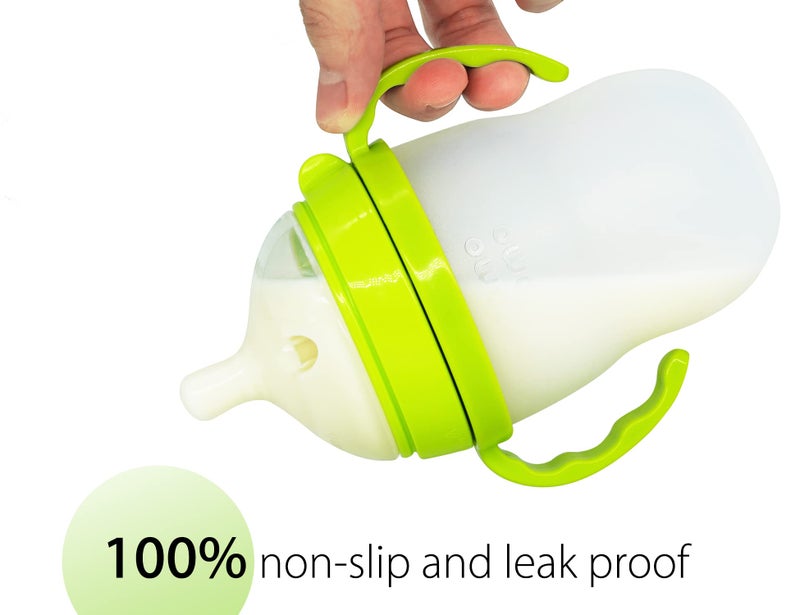 CHUBBIEE Baby Bottle Handles for Comotomo 5 Ounce & 8 Ounce Silicone Baby Bottles, Compatible Comotomo Bottle Holder for Baby, Pack of 2, Green - Image 3
