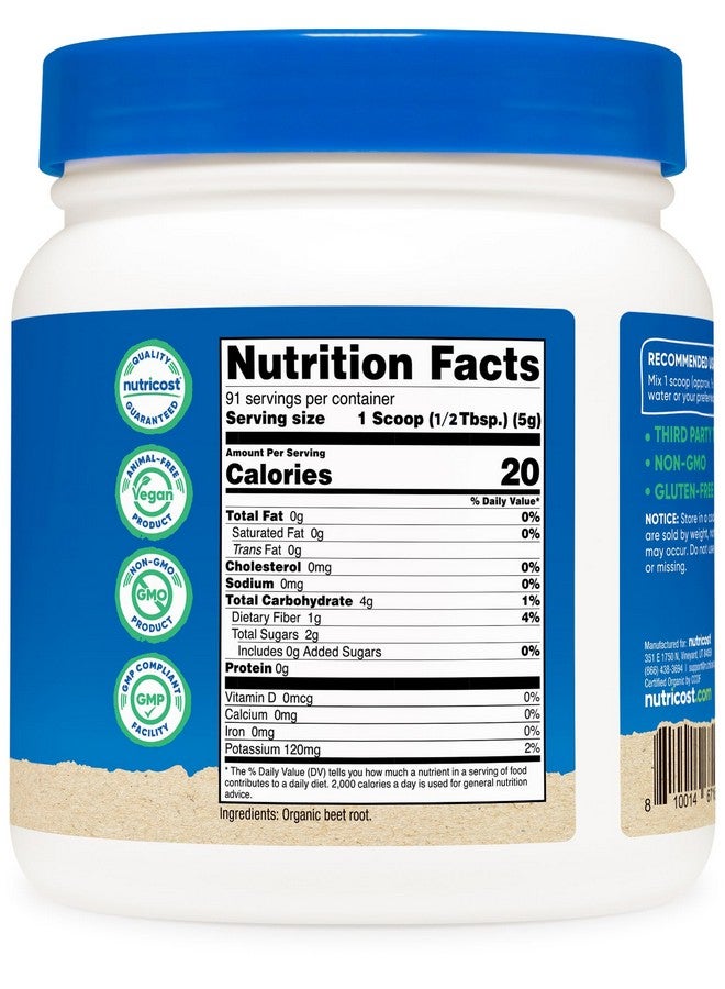 Nutricost مسحوق جذر الشمندر العضوي من نوتريكوست 1 رطل - نباتي، سوبر فود، معتمد من وزارة الزراعة الأمريكية العضوية - Image 5