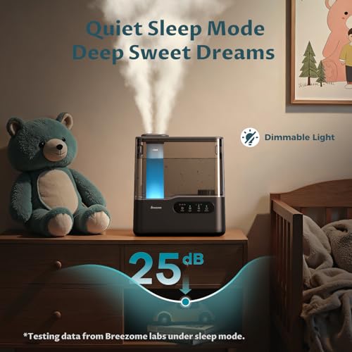BREEZOME 5L Humidifiers for Bedroom Large Room, 36H Top Fill Cool Mist Humidifier with Essential Oil Tray, 7-Color Mood Light, Timer, Quiet Ultrasonic Humidifier for Home, Baby Nursery, Plants - Image 5