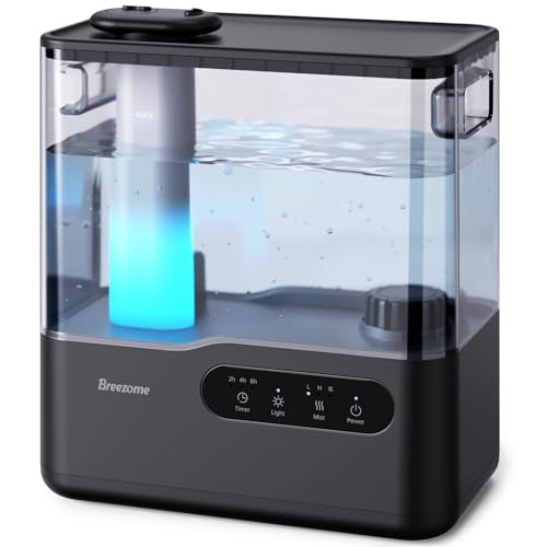 BREEZOME 5L Humidifiers for Bedroom Large Room, 36H Top Fill Cool Mist Humidifier with Essential Oil Tray, 7-Color Mood Light, Timer, Quiet Ultrasonic Humidifier for Home, Baby Nursery, Plants - Image 1